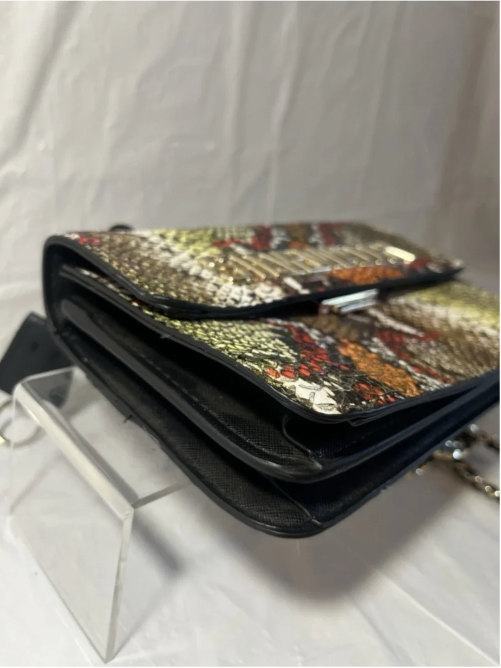 Steve Madden BVANTASTIC Rainbow Snake Print Crossbody chain strap new
